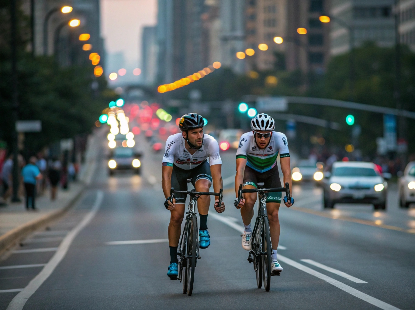 Cyclists riding together